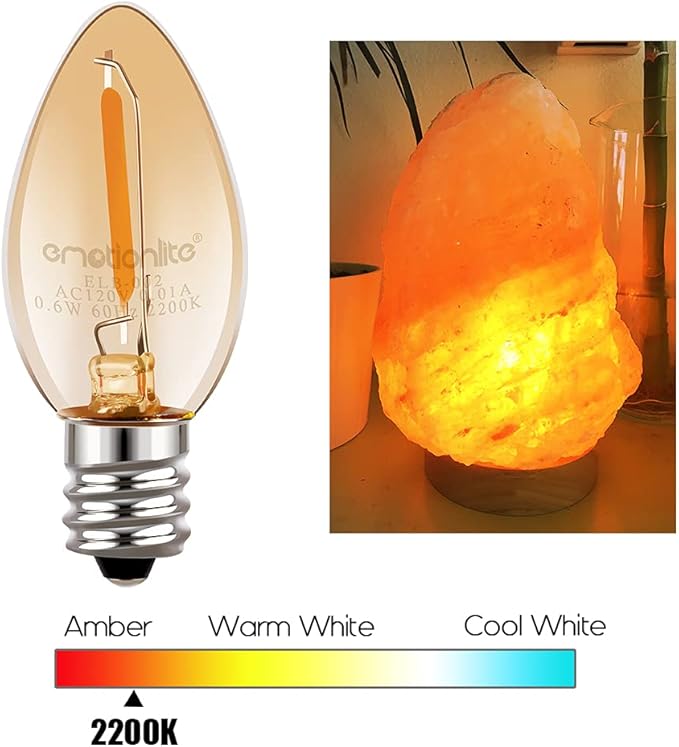 Emotionlite Night Light Bulbs, Amber LED C7 Bulb, 4W-7W Equivalent, E12 - Image 6
