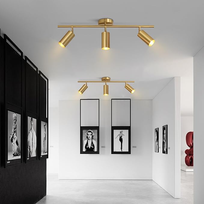 BOKT Brushed Brass Gold 3-Lights LED Adjustable Track Lighting Kit Mid Century - Image 6
