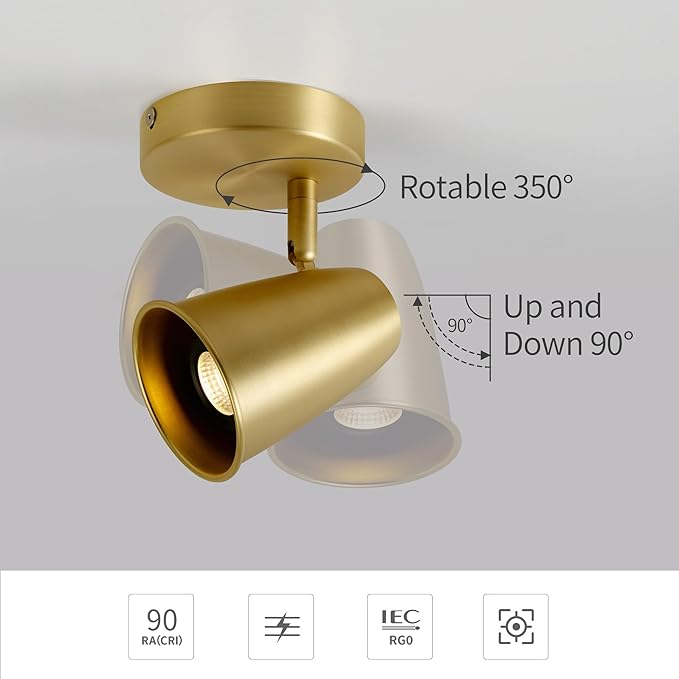 Aisilan Gold LED Ceiling Spotlight, Adjustable GU10 Surface Mount Light - Image 3