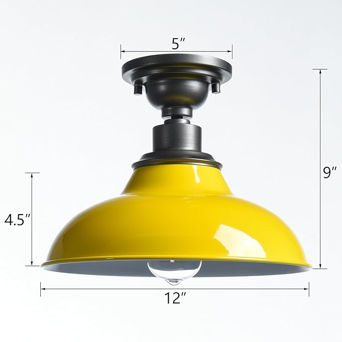 SAMTEEN Industrial Semi Flush Mount Ceiling Light 1-Light Barn Light Fixture - Image 6
