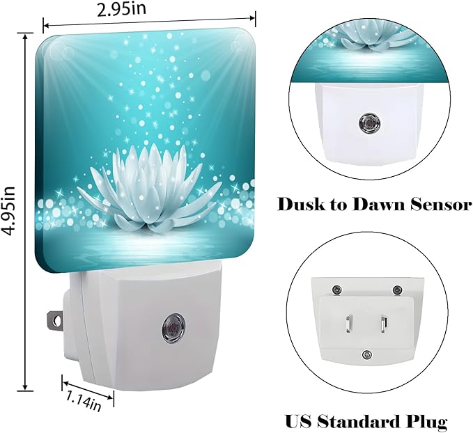Sparkle Blue Zen Lotus Flower Night Light, Plug Into Wall Decor - Image 2