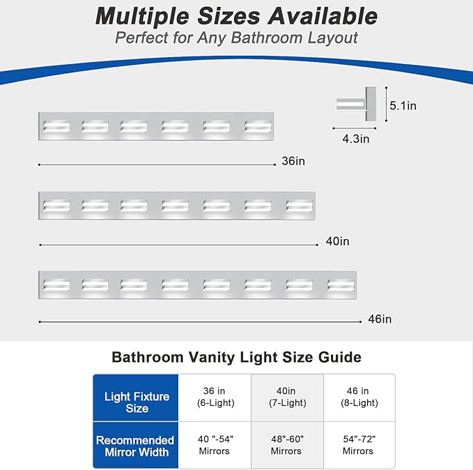 IZORRO LED Modern Bathroom Lights Fixtures, Chrome Acrylic Wall Lighting - Image 3