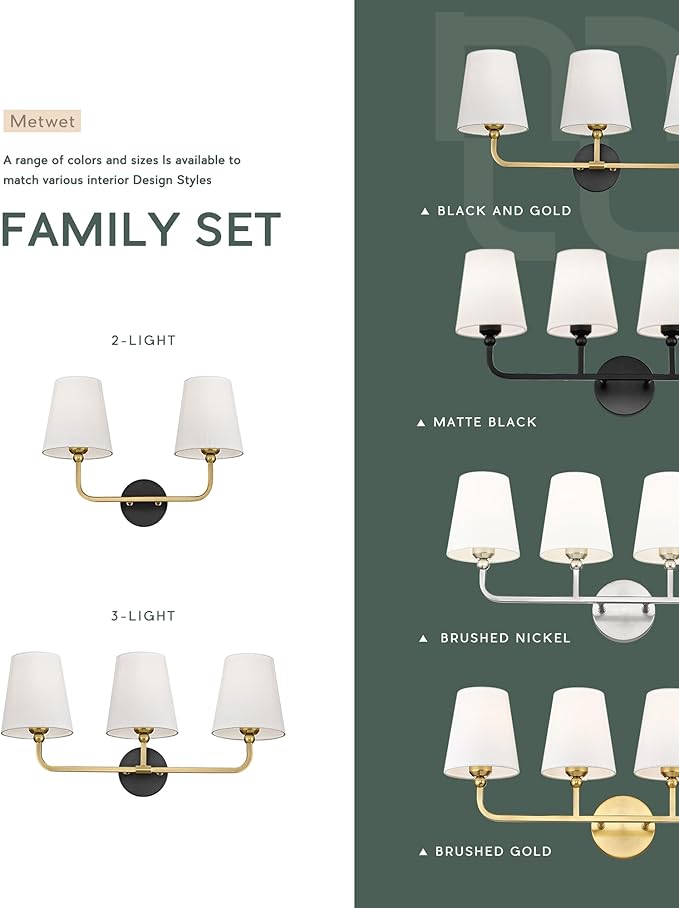2-Light Bathroom Light Fixtures, Double Wall Sconce - Image 6