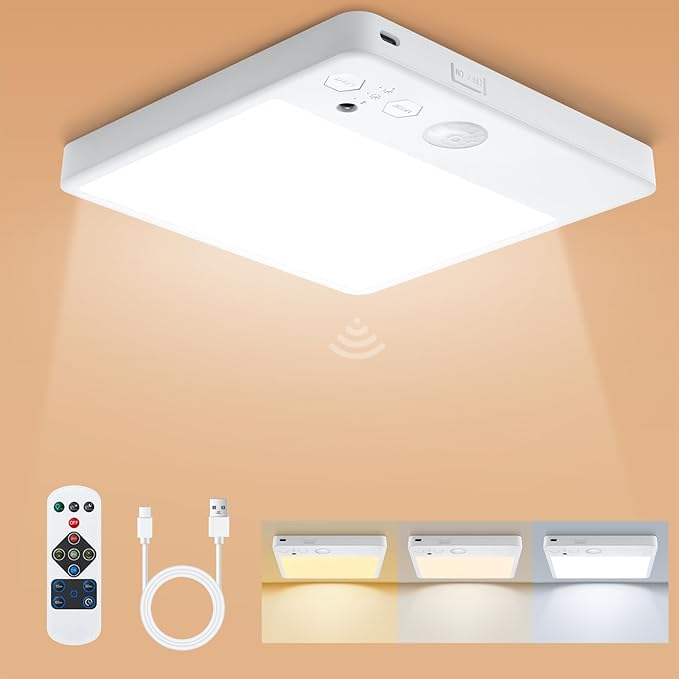 Motion Sensor Closet Light, 8W 7000mAh Rechargeable Ceiling Light by Karjoefar
