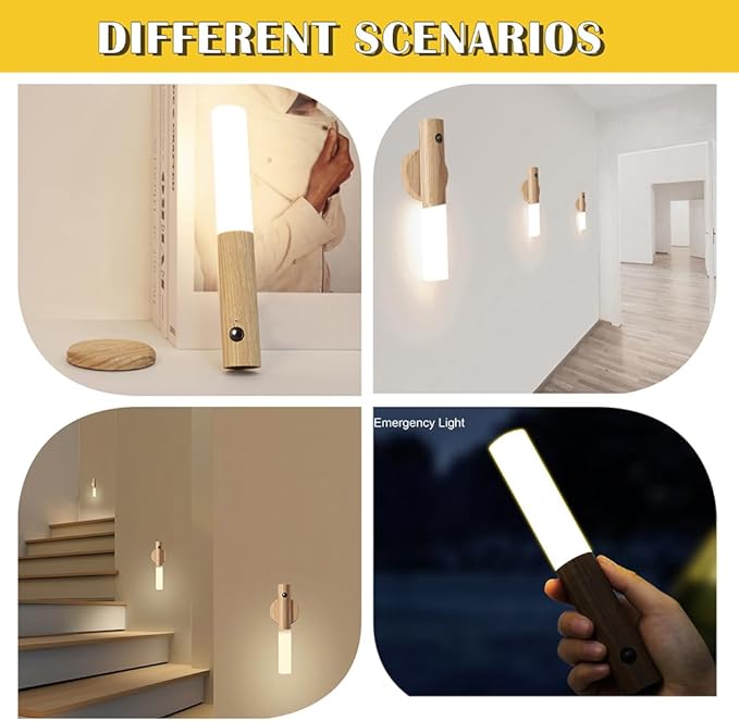 LANDGOO Wooden Motion Sensor Night Lights Magnet Body Sensor Hallway Night - Image 7