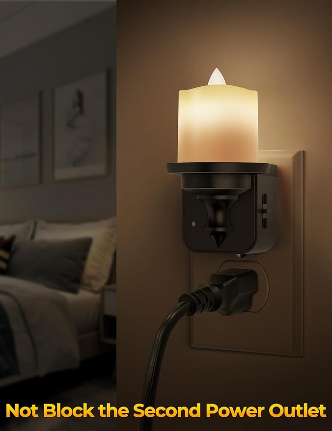 Flameless Candle Night Light, Night Lights Plug into Wall 2 Pack, LED Candle - Image 5