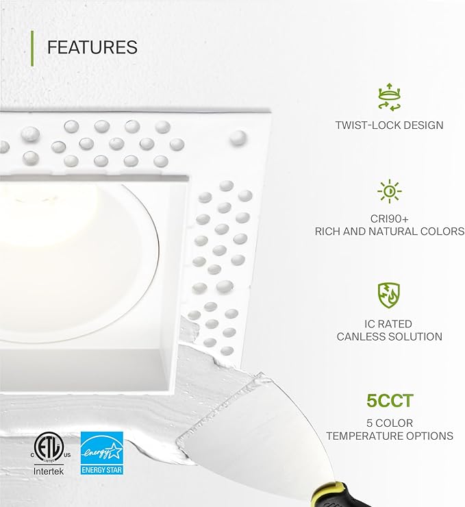 ASD Trimless 2 Inch LED Recessed Lighting, 8W 120V Commercial Square Downlight - Image 3