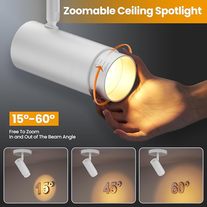 5-Color LED Ceiling Spot Lights Indoor 15-60° Zoomable 10W Flush Mount Ceiling - Image 2