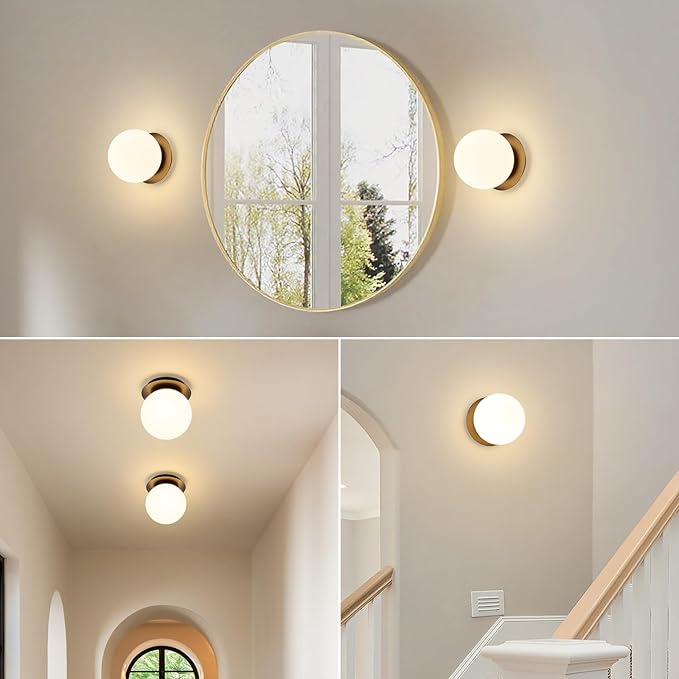 Modern Glass Globe Wall Sconce: Black Single Light - Image 6