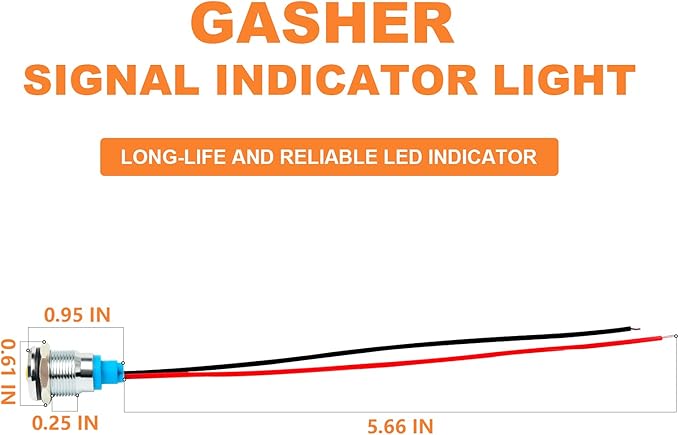 GASHER 110V/24V/12V 20mA Energy Saving Indicator Light Mounting Hole Size 12mm - Image 4