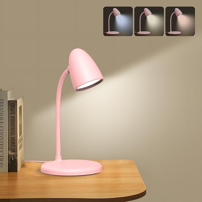 LED Desk Lamp for Home Office, 3 Light Colors, Table Lamp, Dimmable Reading by RORENSE