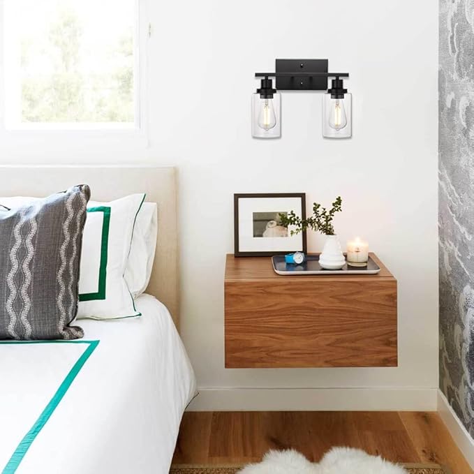 MELUCEE 2-Light Black Wall Sconce Industrial Vintage - Image 6