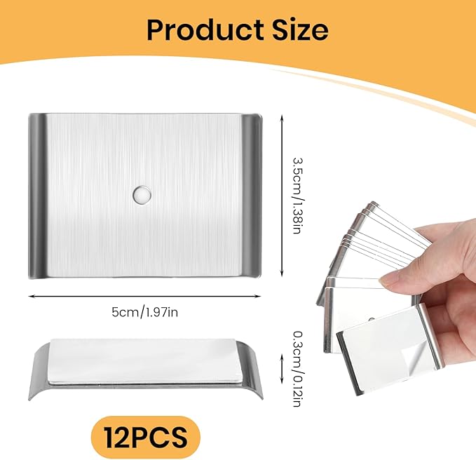 12Pcs Under Cabinet Light Metal Adhesive Strips, Replacement Iron Plate Sticky - Image 2