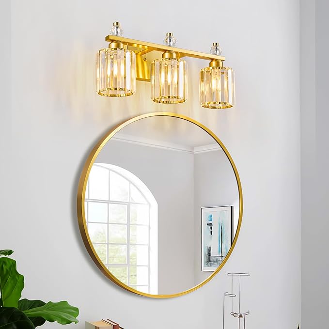 Bathroom Vanity Lights 3-Light Gold Modern Crystal Vanity Light Fixtures Over - Image 6