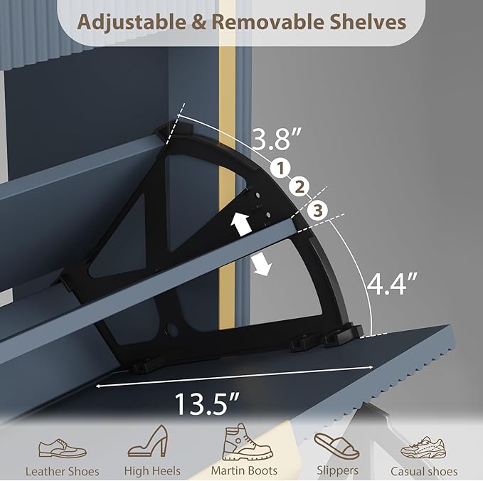 Fluted Shoe Cabinet Storage, Modern Slim Shoe Organizer Cabinet - Image 7