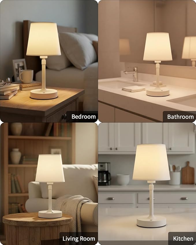 Cordless Table Lamp Rechargeable Touch White Mini Small Lamp Adjustable Height - Image 5