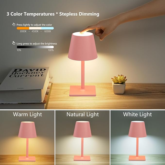Pink Cordless Table Lamp Set of 2 - Image 4