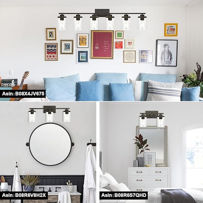 Farmhouse Vanity Lighting Fixtures Oil Rubbed Bronze 6 Light - Image 3