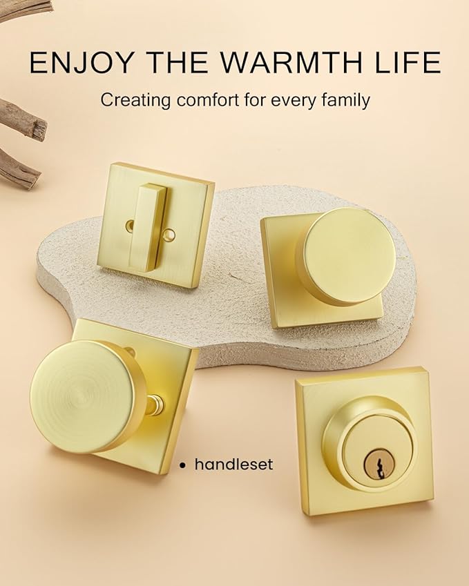 Haidms Gold Door Knob with Deadbolt, Heavy Duty Gold Exterior Door Knobs - Image 3