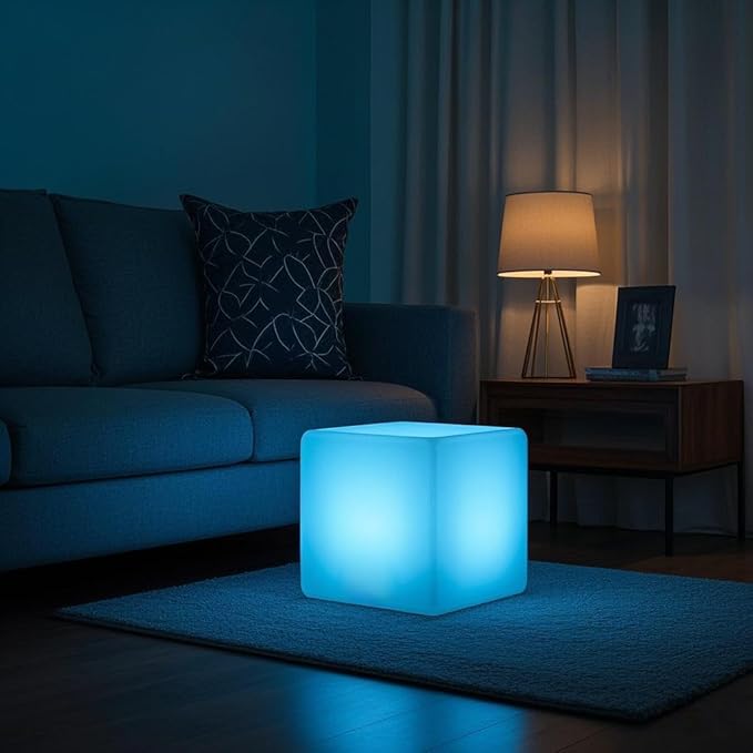 Mr.Go 16-Inch Rechargeable LED Cube Chair Light, 16 RGB Colors Glow Cube Seat - Image 7