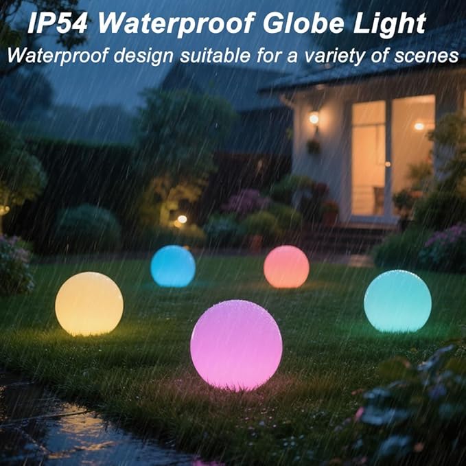 10-in Solar Globe Light, Solar Garden Ball Light Outdoor w/Remote, 16 RGB Color - Image 6