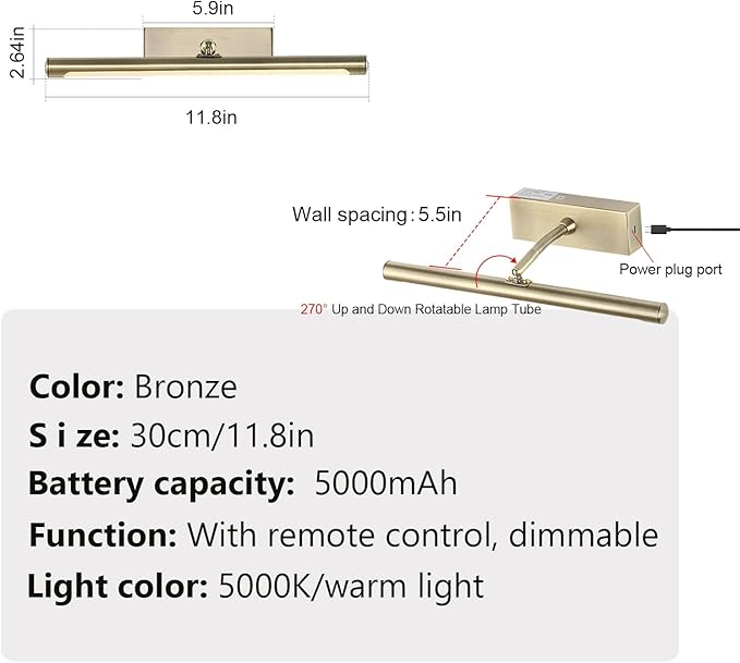 Picture Light for Wall Battery Operated, 3 Color Temps, Wireless Wall Light for - Image 7