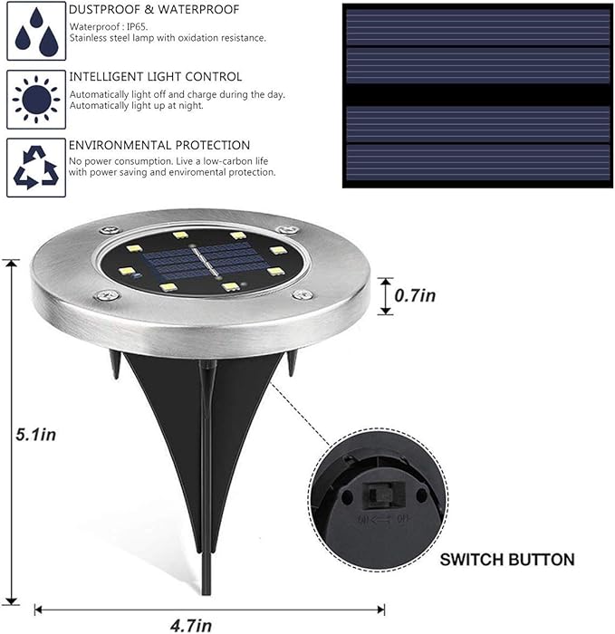 ZGWJ Solar Ground Lights, 16 Pack Waterproof Solar Garden Lights, Upgraded - Image 2