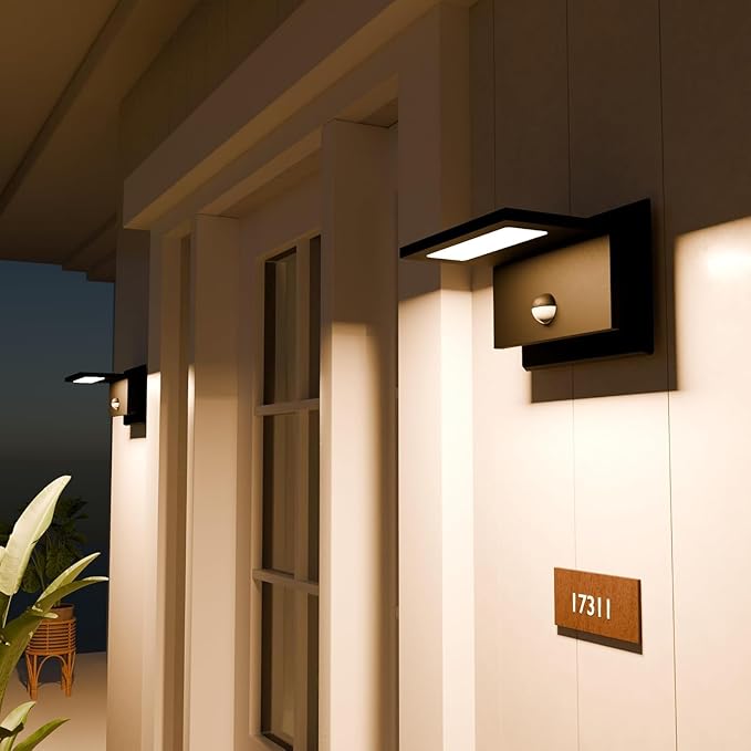 Motion Sensor Outdoor Wall Light Black LED Exterior House Light Fixture Front - Image 5