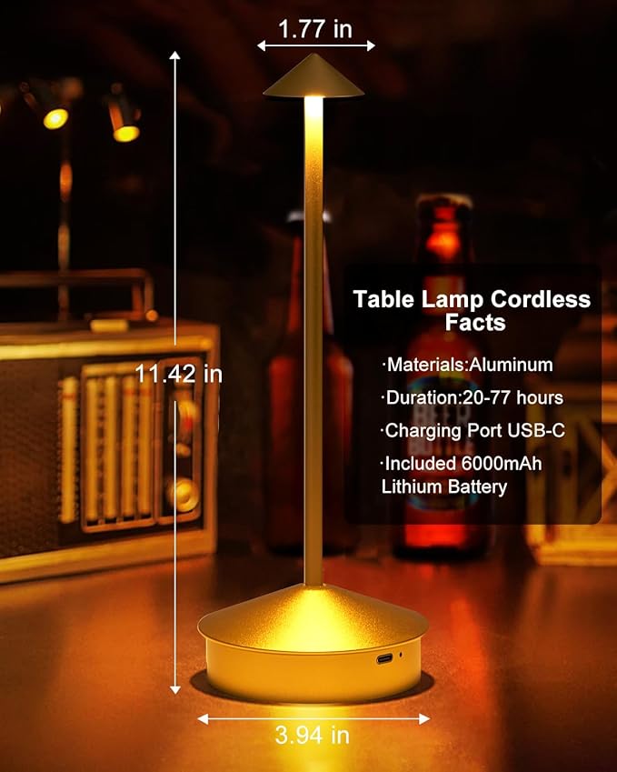 Modern Cordless Table Lamp Set of 2, Portable LED Desk Lamps, 6000mAh - Image 7