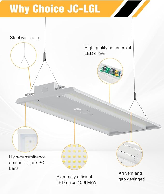 300W LED Linear High Bay Light, 45000LM LED Linear Shop Light Commercial - Image 3