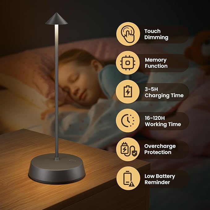 Cordless Table Lamps Rechargeable, 6000mAh LED Battery Operated Desk Lamp - Image 2