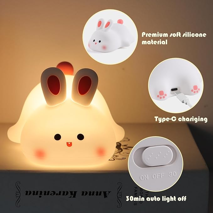YISUN Bunny Night Light, Cute Silicone Nightlight - Image 2