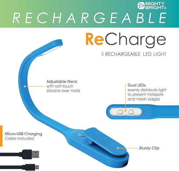The Original Mighty Bright Recharge Clip On Rechargeable Book Light Reading - Image 2