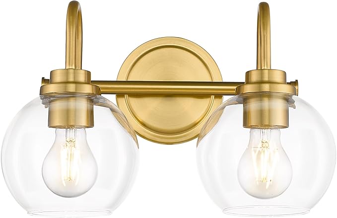 Bathroom Light Fixtures, 2-Light Brushed Gold Vanity Lights by Audickic