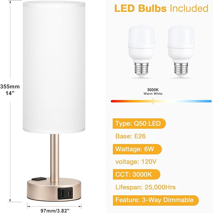 Touch Bedside Table Lamps Set - Image 2