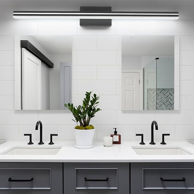 SineRise 48-Inch LED Modern Bathroom Vanity Light Bar, Matte Black Modern - Image 4