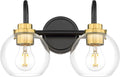 Bathroom Light Fixtures, 2-Light Black and Gold Vanity Lights by Audickic