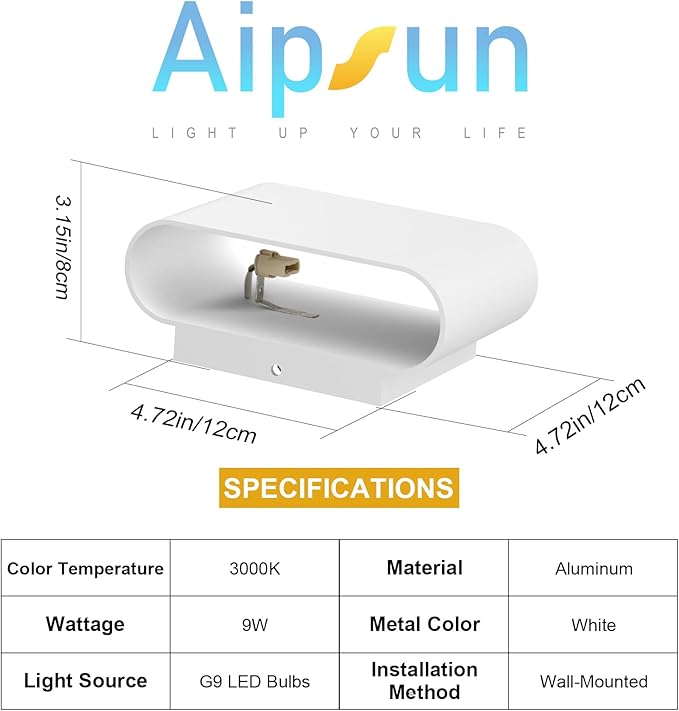 Aipsun Modern LED Wall Sconces Hardwired Interior Wall Lights 4 Packs Indoor - Image 5