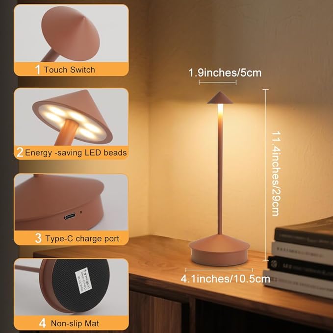 EJQ Cordless Table Lamp, Bedside Table Lamp - Image 6