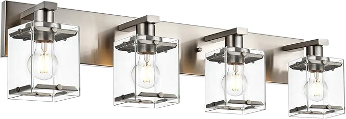 4-Lights Bathroom Vanity Light Fixtures in Brushed Nickel, E26 Socket Wall by WINSHENLighting