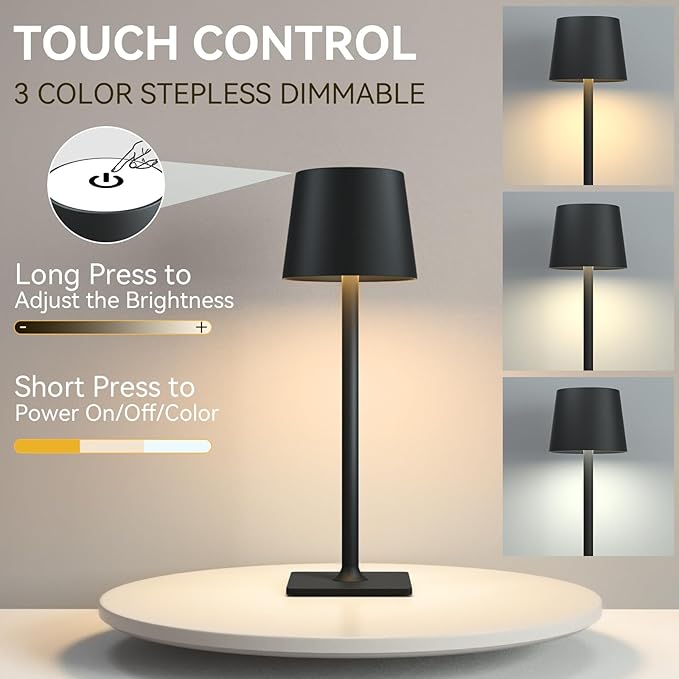 2 Pack Rechargeable Table Lamps, Cordless Lamp - Image 5