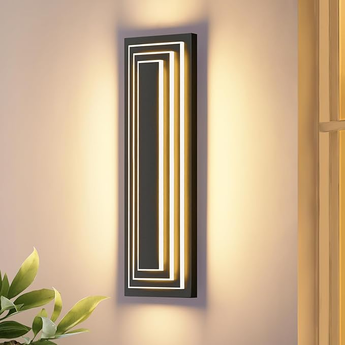 23.6 in Long Outdoor Wall Sconce, 3-Tier LED Modern Exterior Wall Light by ZSMAIKU
