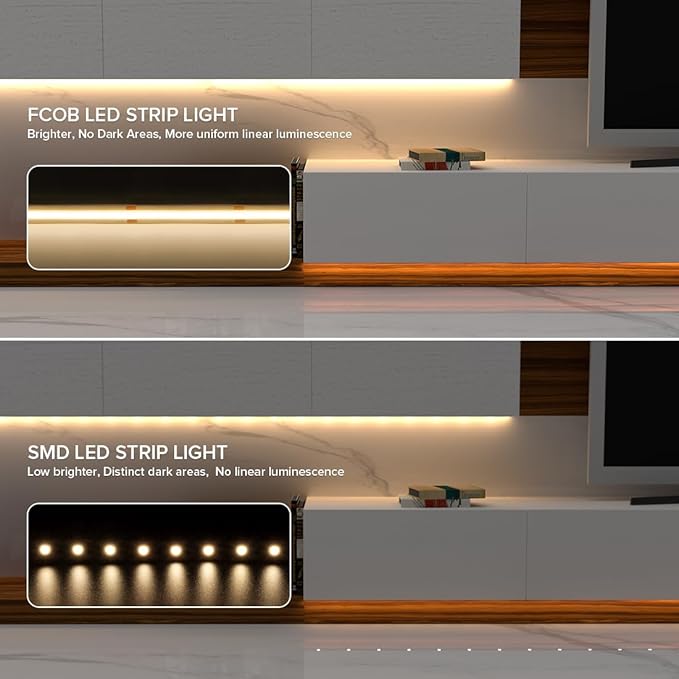 16.4FT COB LED Strip Light DC24V Warm White Flexible High Density Uniform - Image 2