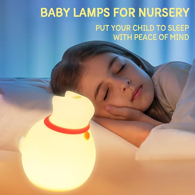 Cat Night Light for Nursery, Silicone Rechargeable Night Light - Image 2