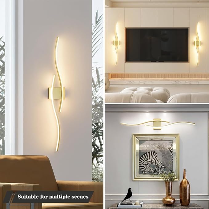 Modern Gold Bathroom Light Fixtures, LED Vanity Light - Image 2