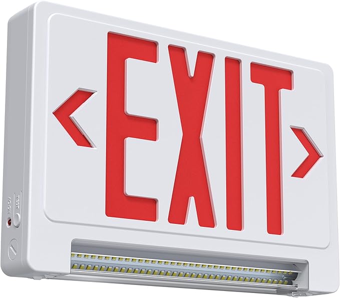 Exit Sign with Adjustable LED Pipe, Exit Signs with Emergency Lights Bar Combo by SASELUX