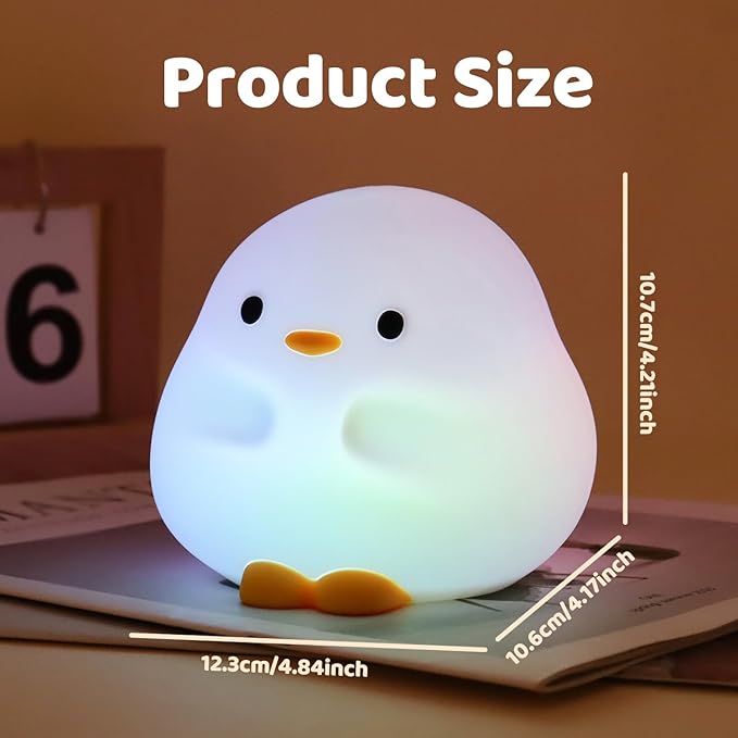 Duck Night Light, Color Changing Mode & 50-Hour Battery, Squishy Silicone Lamp - Image 8