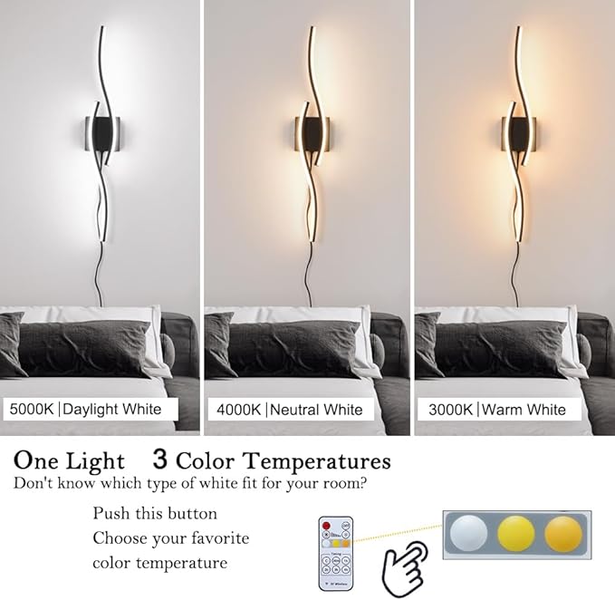 Plug in Wall Sconces Set of 2, Modern Plug in Sconce - Image 6