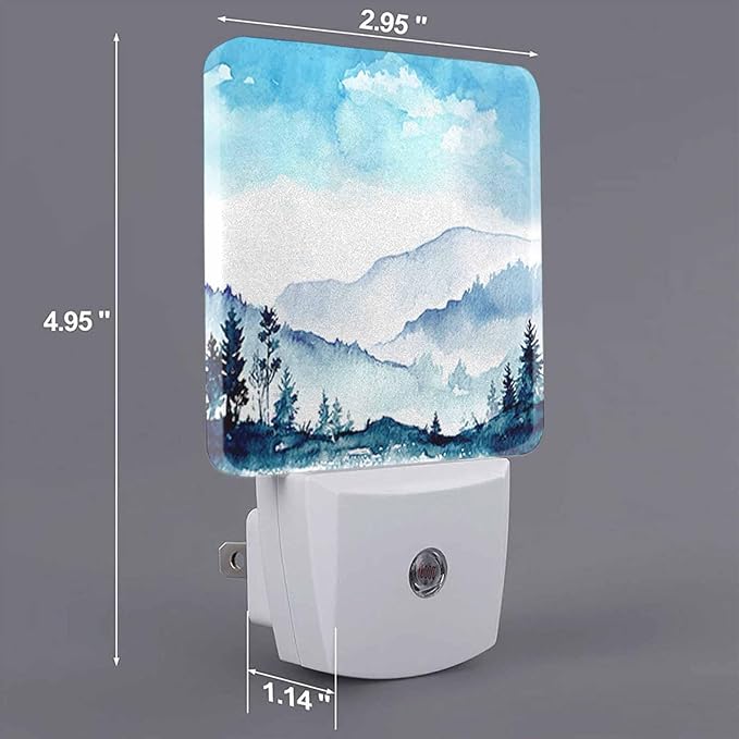 LED Night Light, Mountains Landscape Sky Grasses Trees LED Night Light Plug - Image 2