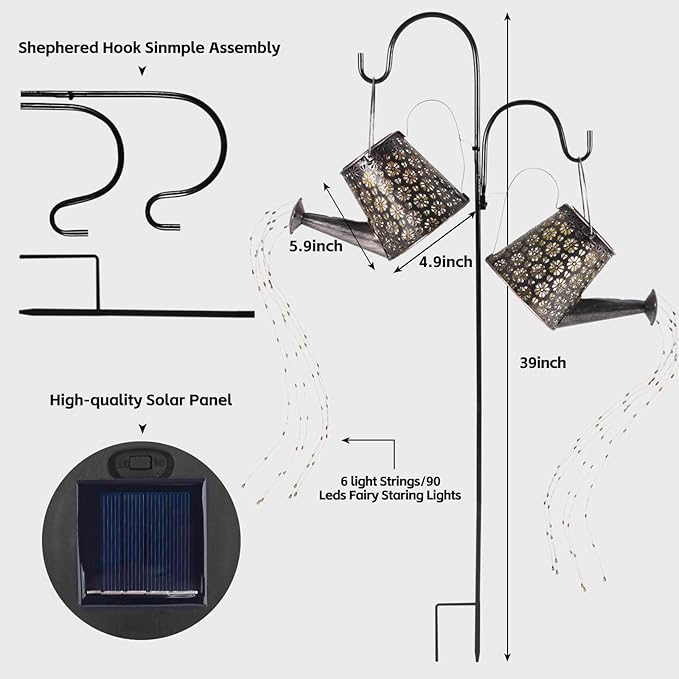 Solar Watering Can with Lights, Pathway Walkway Patio Yard Outdoor Decoration - Image 7